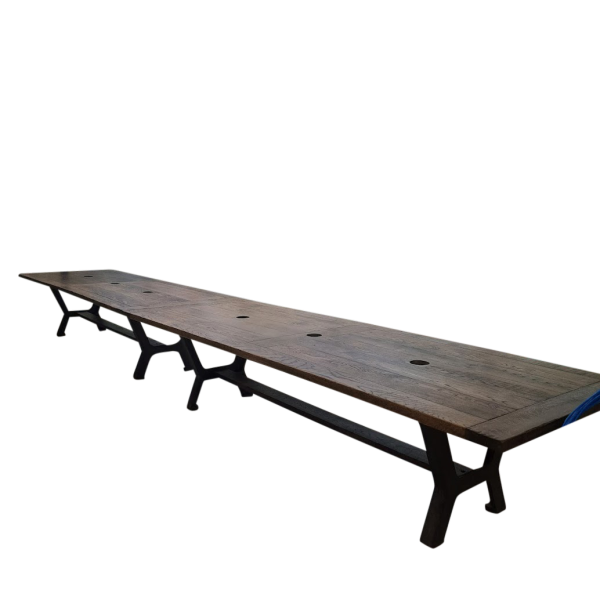 Pair of Iron base tables to make a large office desk
