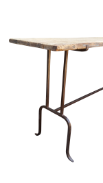 Console with aged iron base and rustic top - Image 2