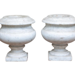 Pair of French 19th Century white marble urns
