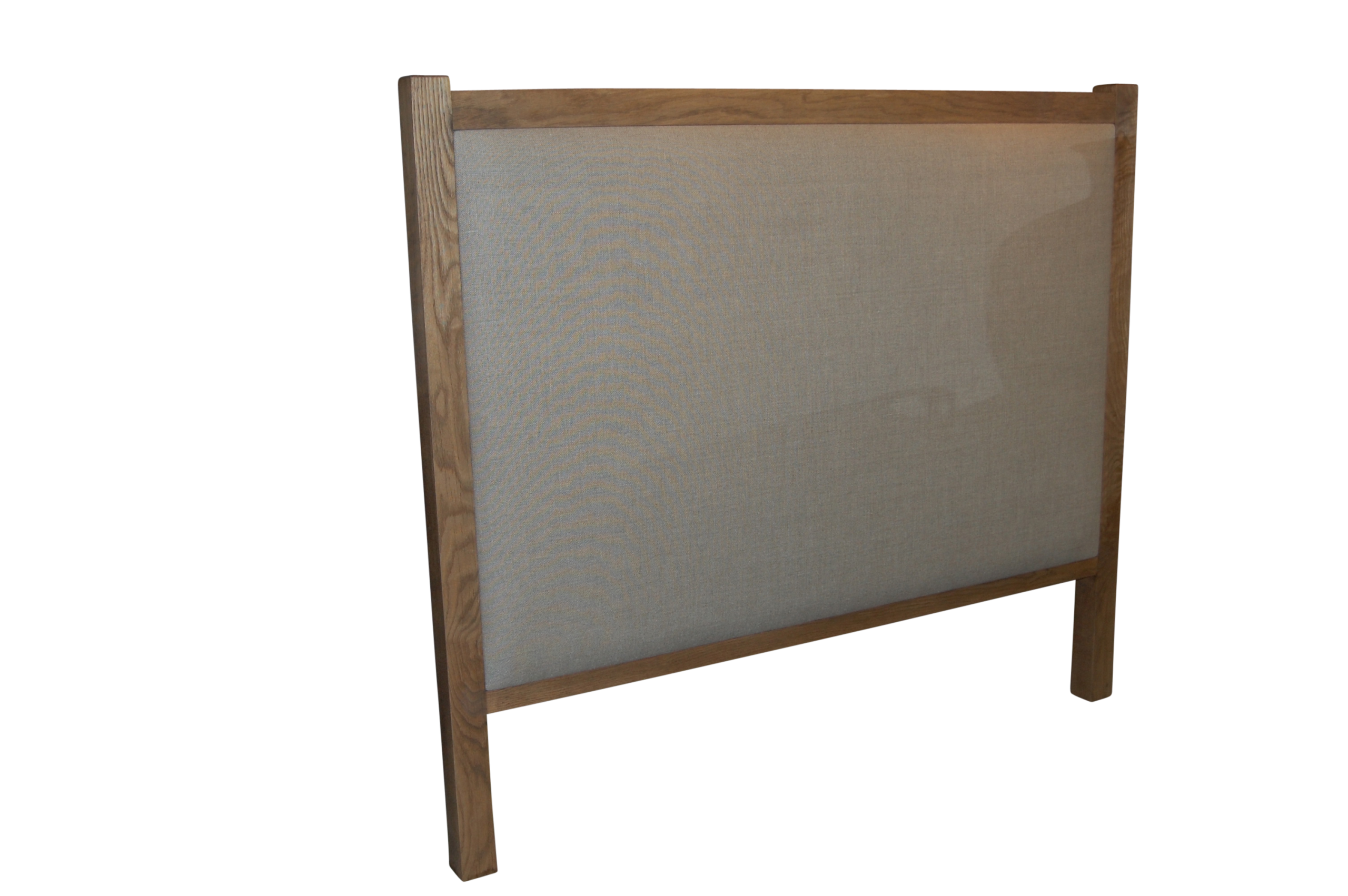 New Bedroom - bedhead oak frame with posts Oak and Linen bedhead with raised posts - Image 1