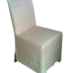 High back dining chair with long loose cover