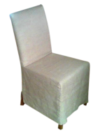 High back dining chair with long loose cover