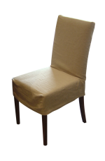 High back dining chair with long loose cover - Image 3