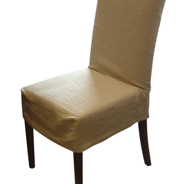 High back dining chair with short loose cover