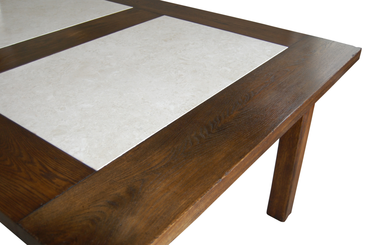 Square leg Table with no stretcher, with stone inserts - Image 3