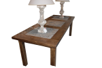 Square leg Table with no stretcher, with stone inserts