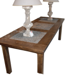 Square leg Table with no stretcher, with stone inserts