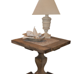 Rustic Pedestal side table with stone insert