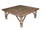Rustic coffee table with aged iron supports