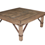 Rustic coffee table with aged iron supports