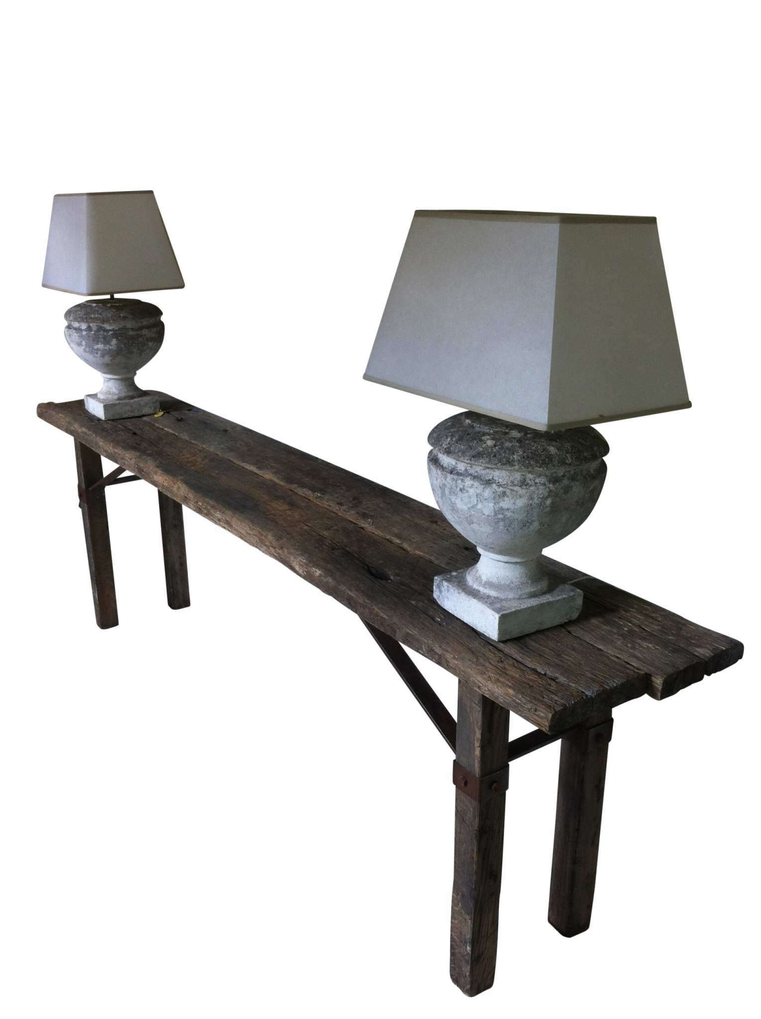 Rustic console with aged iron bracing – Camargue